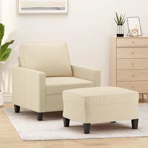 Křeslo s podnožkou krémové 60 cm textil - obrázek 1