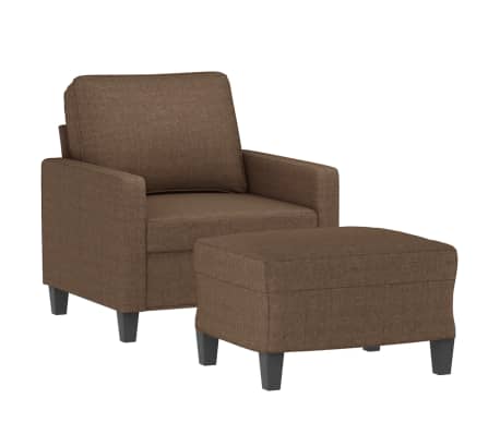 vidaXL Fauteuil met voetenbank 60 cm stof bruin