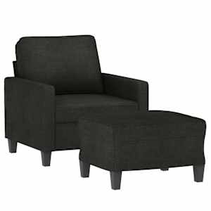 Křeslo s podnožkou černé 60 cm textil - obrázek 3