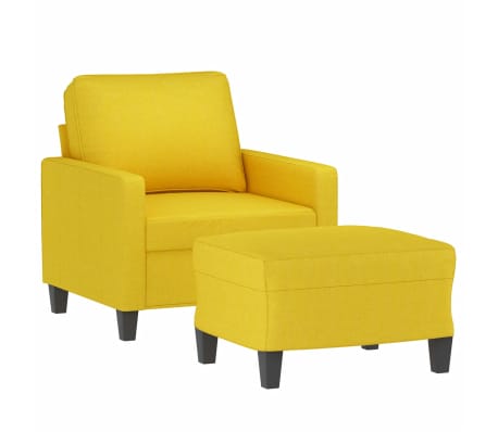 vidaXL Sessel mit Hocker Hellgelb 60 cm Stoff