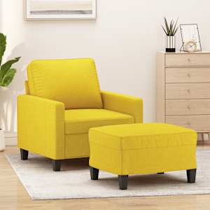 Křeslo s podnožkou světle žluté 60 cm textil - obrázek 1