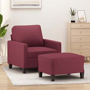Křeslo s podnožkou vínové 60 cm textil - obrázek 1