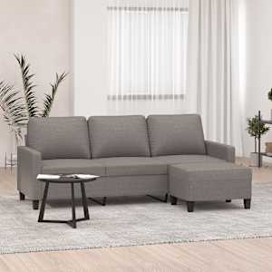 3místná pohovka s podnožkou taupe 180 cm textil - obrázek 1