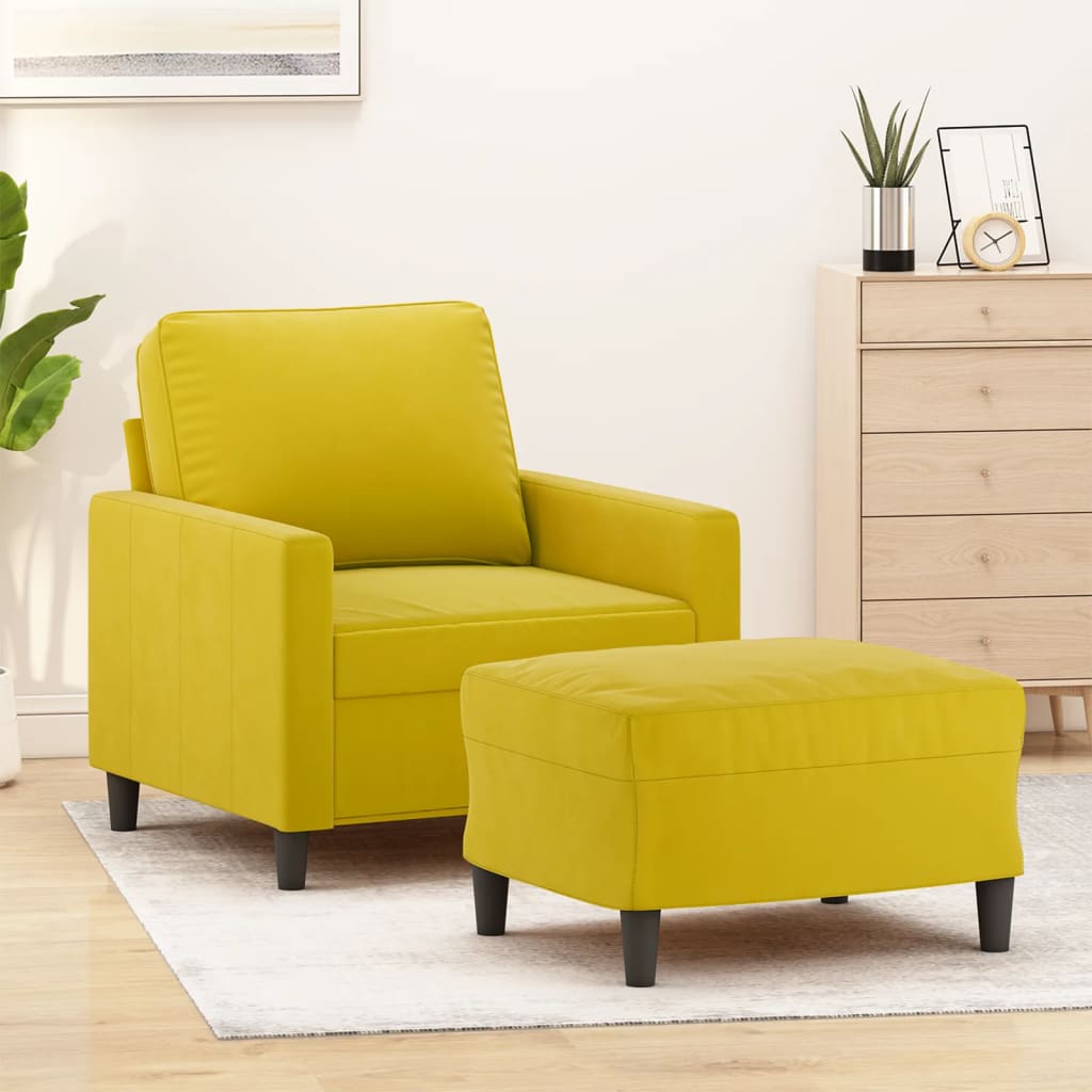 vidaXL Poltrona com apoio de pés 60 cm veludo amarelo