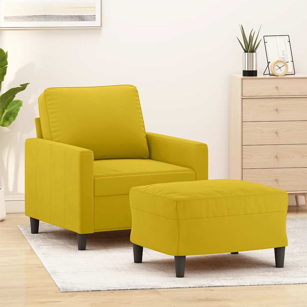 vidaXL Sessel mit Hocker Gelb 60 cm Samt