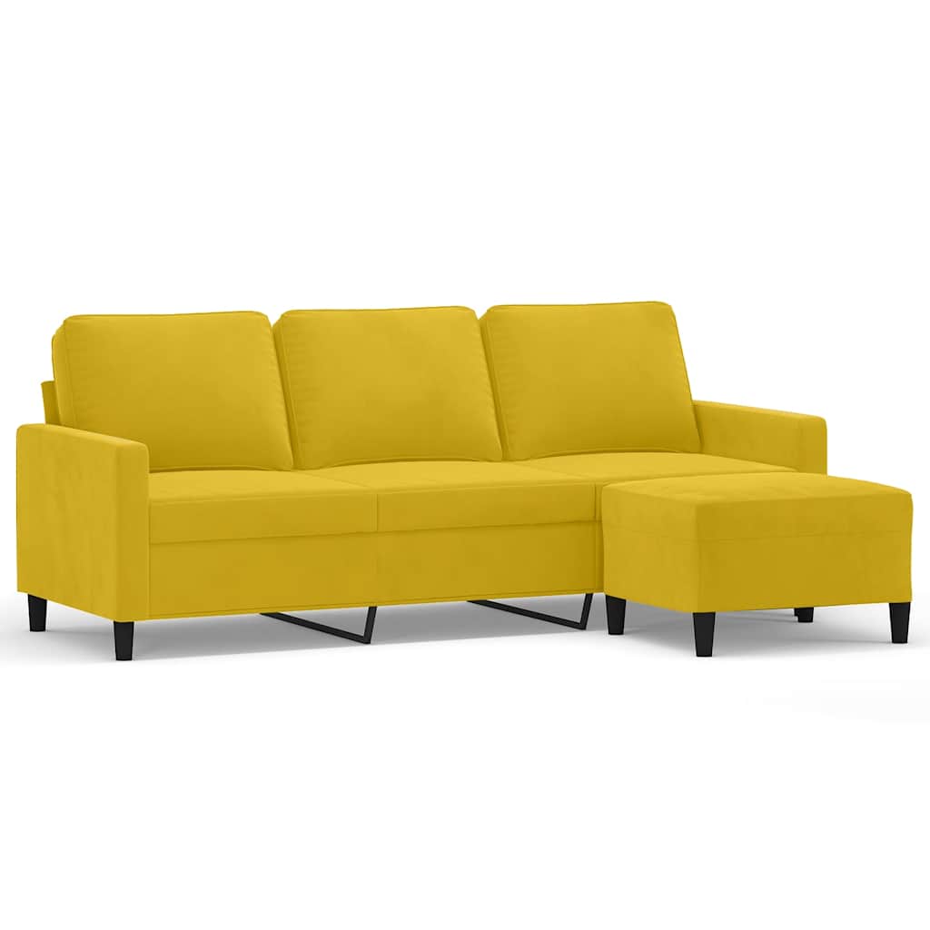 E-shop vidaXL 3-miestna pohovka s podnožkou žltá 180 cm zamat