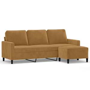 vidaXL 3-kohaline diivan jalapingiga, pruun, 180 cm, samet