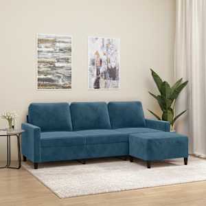 Trosed s stolčkom za noge moder 180 cm žamet