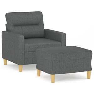 Křeslo s podnožkou tmavě šedé 60 cm textil - obrázek 2
