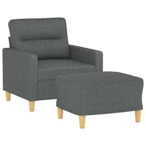 Křeslo s podnožkou tmavě šedé 60 cm textil - obrázek 3