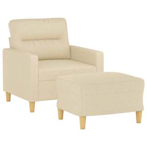 Křeslo s podnožkou krémové 60 cm textil - obrázek 3