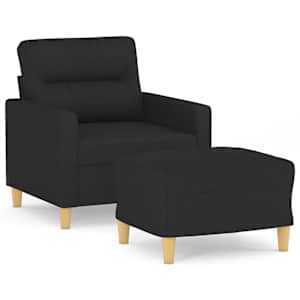 Křeslo s podnožkou černé 60 cm textil - obrázek 2