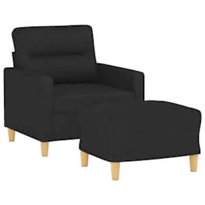 Křeslo s podnožkou černé 60 cm textil - obrázek 3