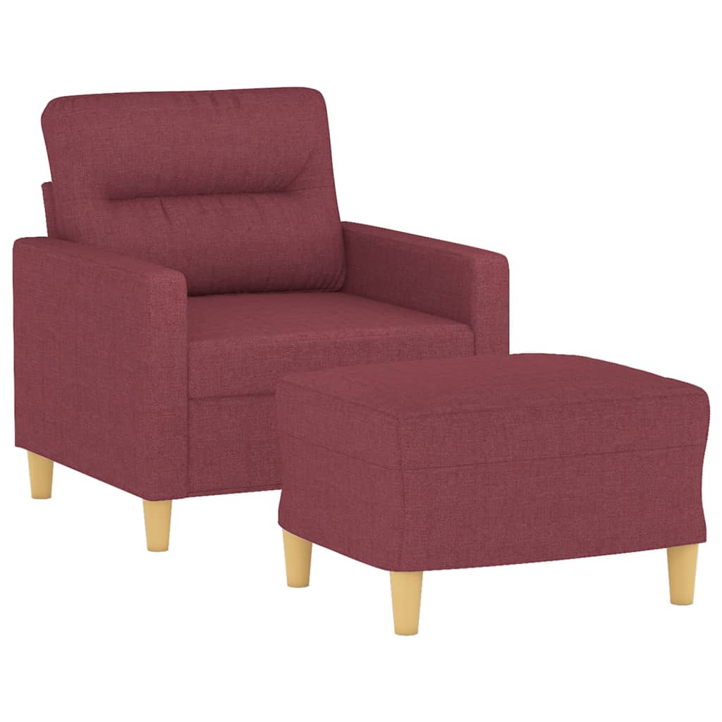 vidaXL Kreslo s podnožkou vínovo-červené 60 cm látka