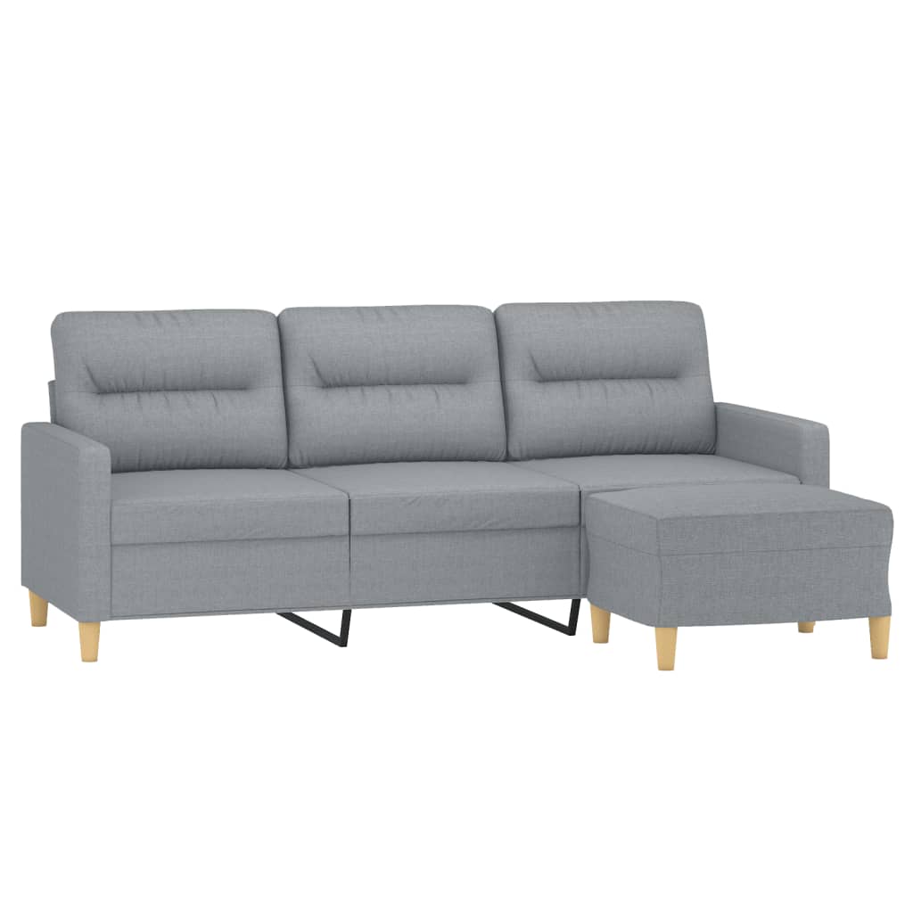 Thumbnail - vidaXL 3-Sitzer-Sofa mit Hocker Hellgrau 180 cm Stoff