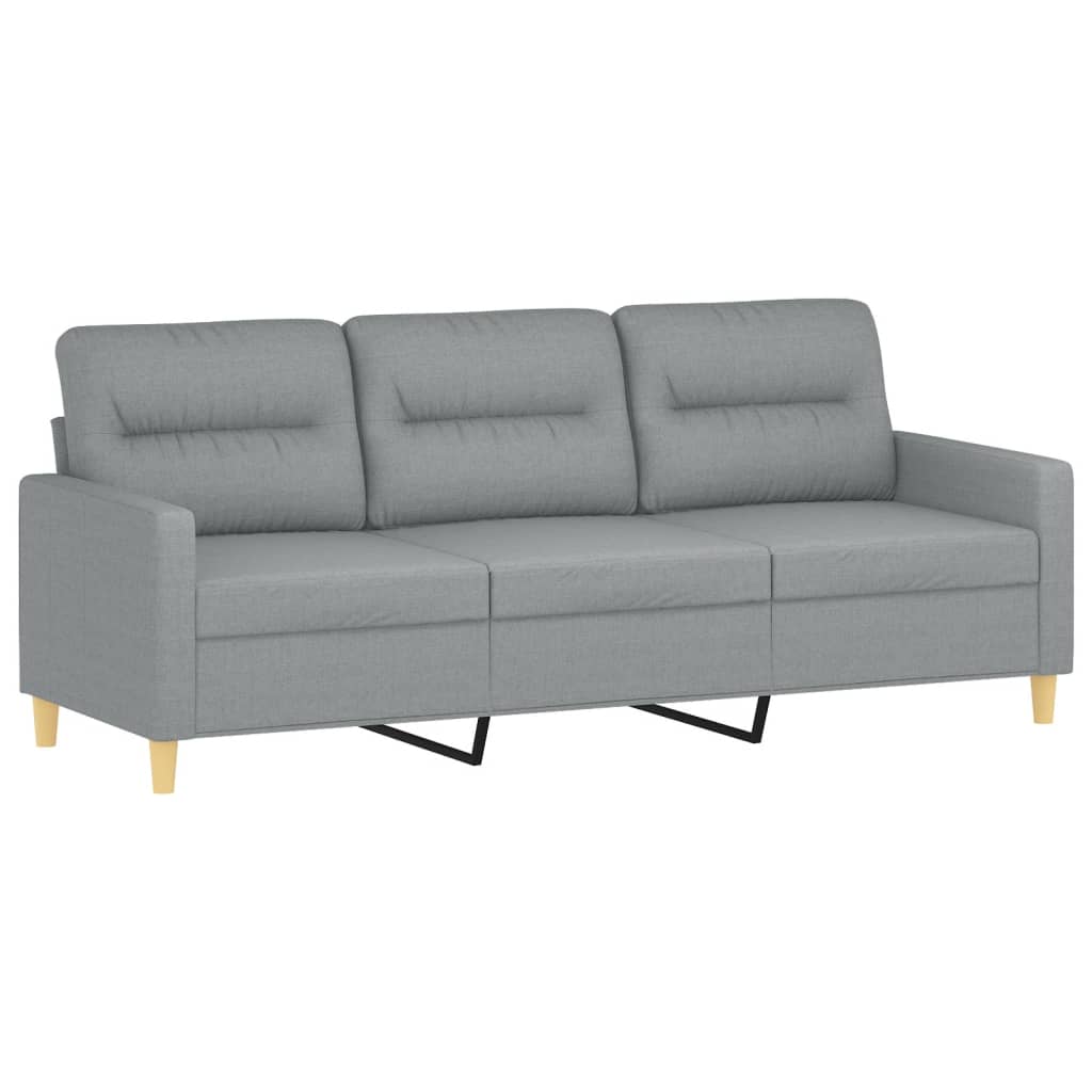 Canapé à 3 places avec repose-pieds, canapé droit, canapé relax moderne  pour salon chambre gris clair 180 cm tissu oid2047 meuble pro - Conforama