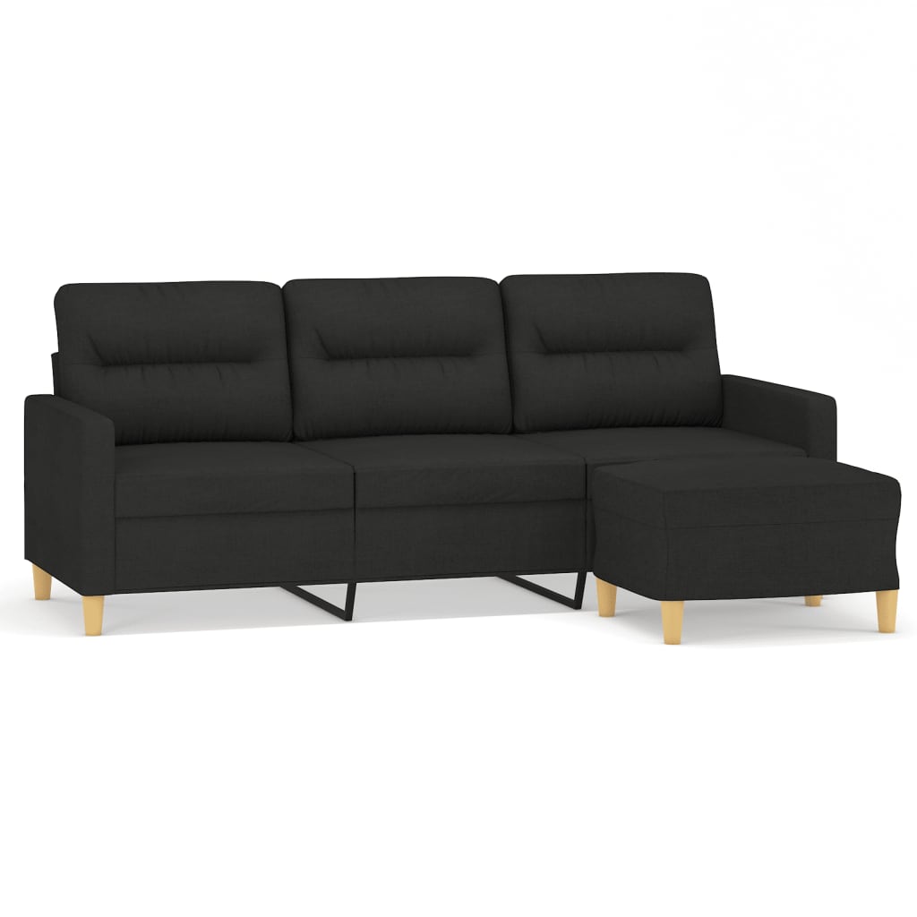 VidaXL Trivietė Sofa Su Pakoja, Juodos Spalvos, 180cm, Audinys