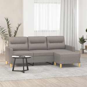 3místná pohovka s podnožkou taupe 180 cm textil - obrázek 1
