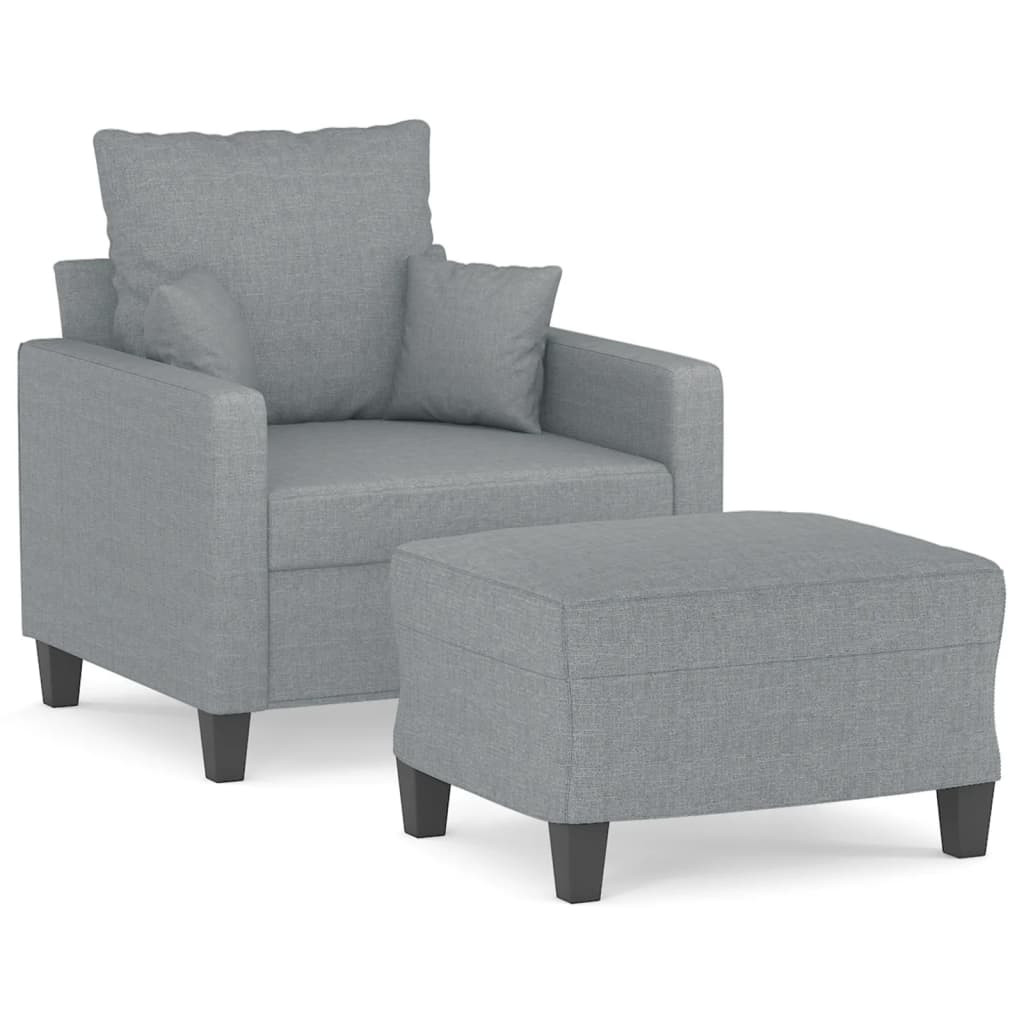 vidaXL Křeslo s podnožkou světle šedé 60 cm textil