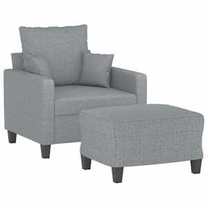 Křeslo s podnožkou světle šedé 60 cm textil - obrázek 3