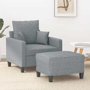 Křeslo s podnožkou světle šedé 60 cm textil - obrázek 1