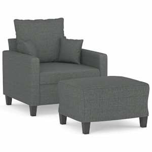 Křeslo s podnožkou tmavě šedé 60 cm textil - obrázek 2
