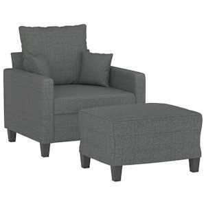Křeslo s podnožkou tmavě šedé 60 cm textil - obrázek 3