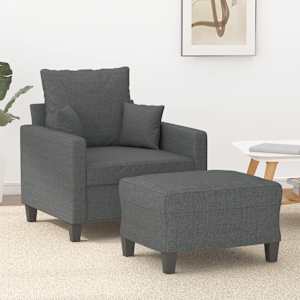 Křeslo s podnožkou tmavě šedé 60 cm textil - obrázek 1