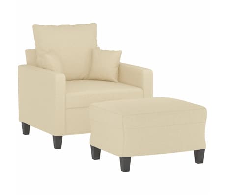vidaXL Fotel z podn&oacute;żkiem, kremowy, 60 cm, obity tkaniną