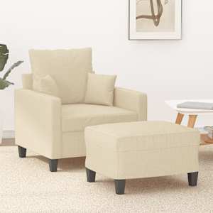 Křeslo s podnožkou krémové 60 cm textil - obrázek 1