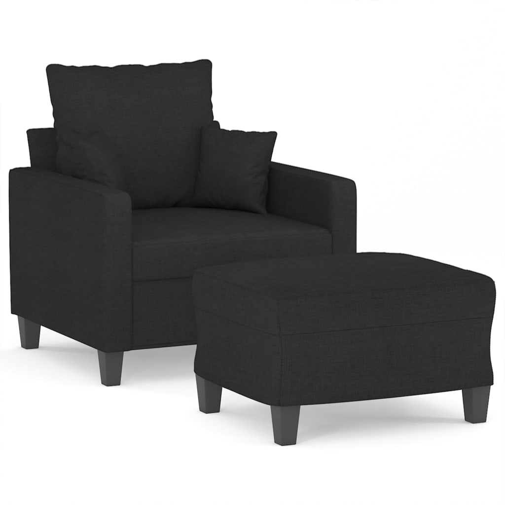 Thumbnail - vidaXL Sessel mit Hocker Schwarz 60 cm Stoff