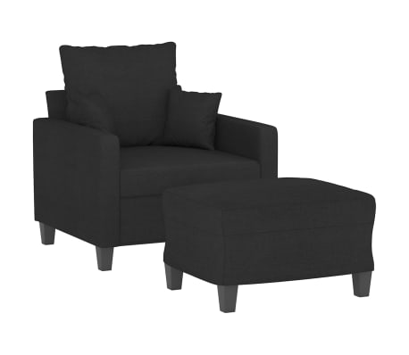 vidaXL Sessel mit Hocker Schwarz 60 cm Stoff