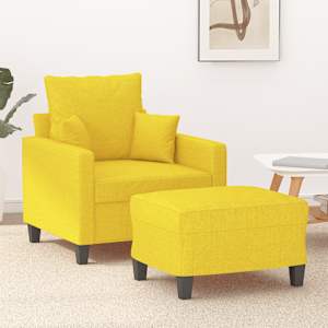 Křeslo s podnožkou světle žluté 60 cm textil - obrázek 1