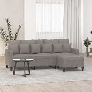 3místná pohovka s podnožkou taupe 180 cm textil - obrázek 1