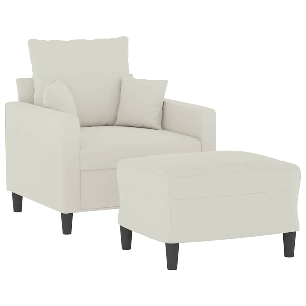 Thumbnail - vidaXL Sessel mit Hocker Creme 60 cm Samt