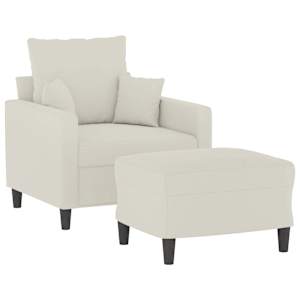 Křeslo s podnožkou krémové 60 cm samet - obrázek 3