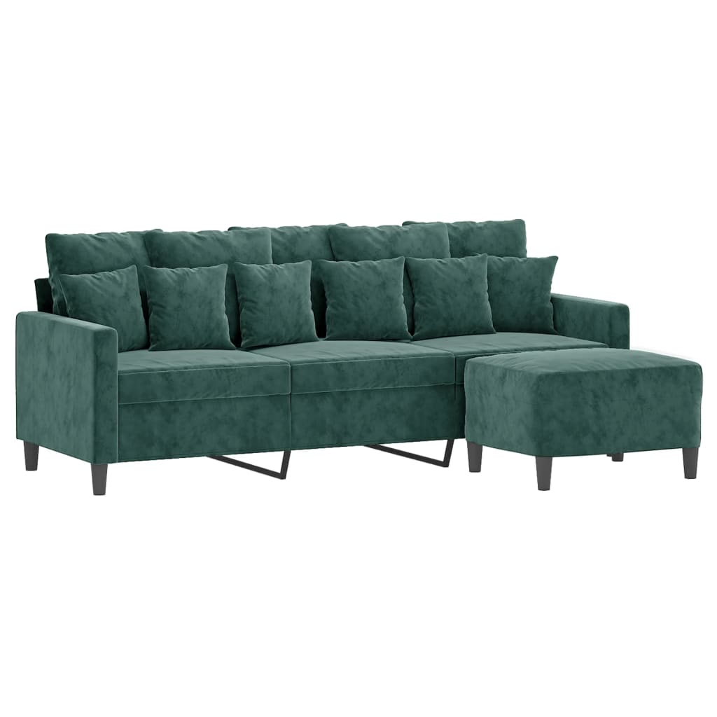 Thumbnail - vidaXL 3-Sitzer-Sofa mit Hocker Dunkelgrün 180 cm Samt