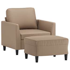 Křeslo s podnožkou cappuccino 60 cm umělá kůže - obrázek 3