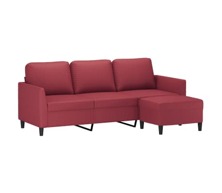 vidaXL Canap&eacute; &agrave; 3 places repose-pieds Rouge bordeaux 180 cm Similicuir