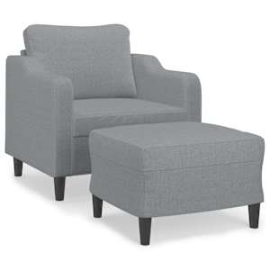 Křeslo s podnožkou světle šedé 60 cm textil - obrázek 2