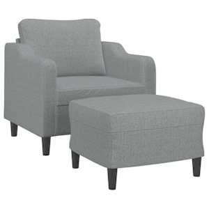 Křeslo s podnožkou světle šedé 60 cm textil - obrázek 3