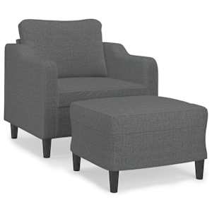 Křeslo s podnožkou tmavě šedé 60 cm textil - obrázek 2