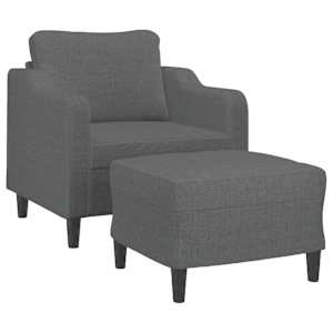 Křeslo s podnožkou tmavě šedé 60 cm textil - obrázek 3