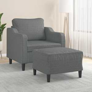 Křeslo s podnožkou tmavě šedé 60 cm textil - obrázek 1