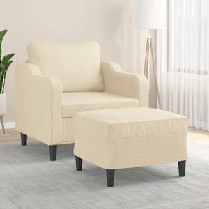 Křeslo s podnožkou krémové 60 cm textil - obrázek 1
