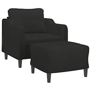 Křeslo s podnožkou černé 60 cm textil - obrázek 3