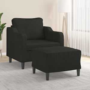 Křeslo s podnožkou černé 60 cm textil