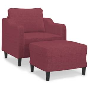Křeslo s podnožkou vínové 60 cm textil - obrázek 2