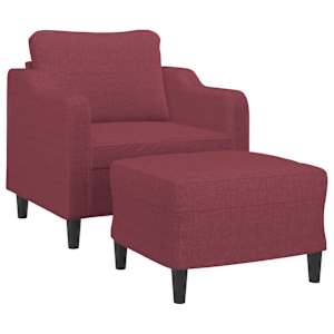 Křeslo s podnožkou vínové 60 cm textil - obrázek 3