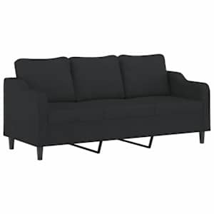 3místná pohovka s podnožkou černá 180 cm textil - obrázek 4